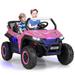 Costway 12V 2-Seater Kids Ride on UTV with Slow Start Function Music-Pink