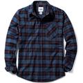 TSLA CQR Men's Flannel Shirts, Long Sleeve Casual Button Up Plaid Shirt, Brushed Soft Outdoor Shirts, Plaid Navy Blue, M