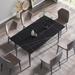 63" Modern Artificial Stone Black Straight Edge Metal Leg Dining Table