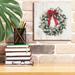 The Holiday Aisle® Titmouse Christmas Wreath by Lori Deiter - Wrapped Canvas Graphic Art Canvas in Green/Red/White | 12 H x 12 W x 0.75 D in | Wayfair