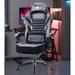 Inbox Zero Adjustable Reclining Ergonomic Faux Swiveling PC & Racing Game Chair w/ Footrest in Gray Faux in Gray/Black | Wayfair