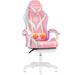 Hoffree Ergonomic Faux Swiveling PC & Racing Game Chair w/ Built-in Speakers & Lights Faux in Pink/White | 47.64 H x 23.62 W x 23.62 D in | Wayfair