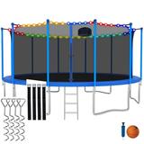 CITYLE Trampoline 16FT Trampoline with Enclosure and Basketball Hoop 1500lbs Outdoor Trampoline for Adults and Kids with Lights for Christmas Heavy Duty Backyard Trampoline Last Long