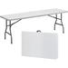 ZENY 8ft Folding Game Table Portable Camping Table for Picnic Beach Party with Carrying Handle White