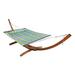 Sunnydaze 2-Person Double Quilted Hammock with Wooden Stand - Blue/Green Stripe - 13