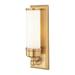 1 Light Contemporary Metal Wall Sconce with Opal Glossy Glass-14.25 inches H By 4.75 inches W-Aged Brass Finish Bailey Street Home 116-Bel-633868