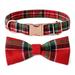 Plaid Collar Dog Collar Adjustable - Christmas Dog Collar Premium Classic plaid strap metal clasp collar