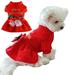 Aosijia Dogs Christmas Princess Dress with Bowknot Red Christmas Holiday Dog Clothes Skirts for Small Dogs