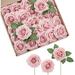 Roses Artificial Flowers 25pcs Shabby Blush Fake Roses with Stem for DIY Wedding Bouquets Centerpieces Bridal Shower Party Home Decorations