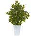 Nearly Natural 17in. Mini Ficus Artificial Tree in Embossed White Planter