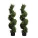 3.6ft Artificial Spiral Topiary Faux Topiary Tree Artificial Boxwood Plants Topiary Trees Artificial Outdoor 2 Pack Fake Plant Green Decor for Outdoor and Indoor Topiaries for Front Porch Set of Two