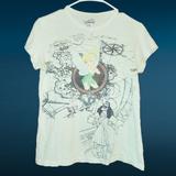 Disney Shirts & Tops | Disney Peter Pan Tinkerbell Captain Hook Graphic Map Tee Shirt | Color: White | Size: Lg