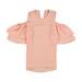 Michael Kors Tops | Michael Kors Womens Flounce Cold Shoulder Blouse, Pink, Dm | Color: Pink | Size: Xs
