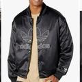 Adidas Jackets & Coats | Adidas Men's Originals Adicolor Trefoil Satin Bomber Jacket - Black | Color: Black/White | Size: Xl