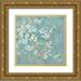 Ng Crystal 12x12 Gold Ornate Wood Framed with Double Matting Museum Art Print Titled - Gold Leaf Blossom Branch Panel