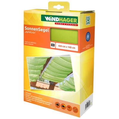 Sonnensegel WINDHAGER, grün, B:420cm T:140cm, Polyester, Sonnensegel, für Seilspannmarkise, inklusive Laufhaken, 4,2x1,4 m Image