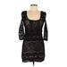 H&M Casual Dress - Bodycon Scoop Neck 3/4 sleeves: Black Dresses - Women's Size Small