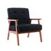 Accent Chair - Mercury Row® Ameer Tufted Fabric Accent Chair w/ Rubberwood Legs Wood in Black | 33.66 H x 29.53 W x 27.56 D in | Wayfair