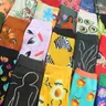 WPLOIKJD-Chaussettes Jacquard pour femmes Animal mignon Drôle Créatif Harajuku Sokken Pêche