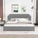 Upholstery Platform Bed with 4 Storage Drawers & Support Legs, Solid Wood Bedframe for Bedroom, Home Furniture