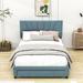Mercer41 Janlyn Queen Size Platform Bed w/ Drawer Wood & /Upholstered/Velvet in Blue | 62 W x 82 D in | Wayfair 9D2540FEBD7C4B60892F326EA6E9E383