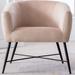 Barrel Chair - Everly Quinn 28" Wide Velvet Barrel Chair Velvet in White/Brown | 28.25 H x 28 W x 25.75 D in | Wayfair