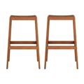 Home Square Hard Wood Outdoor Bar Stool in Natural - Set of 2