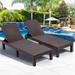 2 Piece Outdoor Chaise Lounge Set PP Resin Adjustable Reclining Lounge Chairs Patio Sun Loungers for Poolside Porch Backyard Garden Espresso