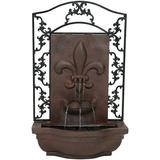 Sunnydaze French Lily Outdoor Wall Fountain with Submersible Pump - 33 H - Iron