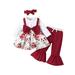 Bagilaanoe 3pcs Toddler Baby Girl Long Pants Set Long/Short Sleeve A Line Dress Tops + Flare Trousers + Headband 6M 9M 12M 18M 24M 3T Kids Casual Outfits