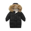 YYDGH Boy s Girls Winter Parka Jacket Hooded Puffer Ticken Coats Casual Button Zipper Hoodie Outerwears(Black 3-4 Years)