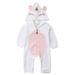 xingqing 0-24M Newborn Baby Boy Girl 3D Unicorn Romper Flannel Long Sleeve Zipper Hooded Jumpsuit One-pieces Outfit White 18-24 Months