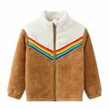 YYDGH Girls Zipper Jacket Fuzzy Sweatshirt Long Sleeve Casual Cozy Fleece Sherpa Outwear Coat Full-Zip Rainbow Jackets(Khaki 2-3 Years)