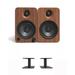 Kanto YU4WALNUT 140W Bookshelf Speakers with Bluetooth - Walnut (Pair) with Kanto SP6HD 6 Fixed-Height Desktop Stands for Bookshelf Speakers - Black (Pair) (2022)