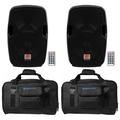 (2) Rockville BPA8 8 600w DJ PA Speakers w Bluetooth+Weather proof Carry Bags