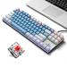 iBlancod K87 87 Keys Wired Mechanical Keyboard Metal Panel Two-color Injection Keycap 20 Effects White&Blue(Red Switches)
