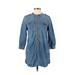 Gap Outlet Casual Dress - Shirtdress Crew Neck 3/4 sleeves: Blue Print Dresses - Women's Size Small