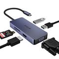 AYCLIF USB C Hub 6 in 1 USB C -zu HDMI VGA Dual Monitor USB C -Adapter mit USB A, SD/TF, Multiport USB C -Dock für MacBook Pro/Air, Dell/HP/Lenovo