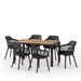 GDF Studio Airyanna Outdoor Wood and Resin 7 Piece Dining Set Black and Teak