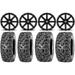 MSA Black Clutch 12 ATV Wheels 26 Bear Claw HTR Tires Honda Pioneer