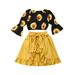Gwiyeopda Toddler Baby Girl Kids Floral Off Shoulder T-Shirt Tops+Ruffle Skirt Dress+Shorts Outfits