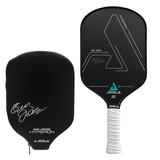 JOOLA Ben Johns Hyperion Carbon Friction Surface 16mm Pickleball Paddle with Racket Cover Elongated Handle Black