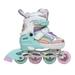 Skate Gear Rainbow Adjustable Light up Inline/Quad Roller Skates for Girls and Boys (Pink - Inline Large)