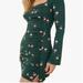 Free People Dresses | New Free People Celia Mini Dress Emerald Green Floral Long Sleeve | Color: Green/Pink | Size: Various