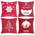 FUNIER Christmas Throw Pillow Covers 4 Pieces 18*18in Peach Skin Decor Home Cushion Cases Merry Christmas Decorations for Rustic Couch Home Decor