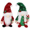 2Pcs Christmas Gnomes with Sequins Merry Christmas Decoration Gnome Plush Handmade Scandinavian Swedish Tomte Ornaments Home House Decoration
