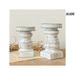 One Allium Way® 2 Piece Wood Tabletop Candlestick Set Wood in Brown/White | 5.9 H x 3.2 W x 3.2 D in | Wayfair F8D3FE2023654A52830B1185A7CFD90F