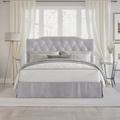 Modern Velvet Tufted Upholstered Platform Bed, Full in Silver Grey - CasePiece USA C8357FPL-SGY-VV