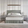 Modern Linen Silver Finish Nailhead Upholstered Bed, Queen in Light Grey - CasePiece USA C8364QUB-LGY-LN