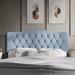 Velvet Button Tufted Curved Upholstered Adjustable Headboard, King in Baby Blue - CasePiece USA C8373KUHB-LBL-VV